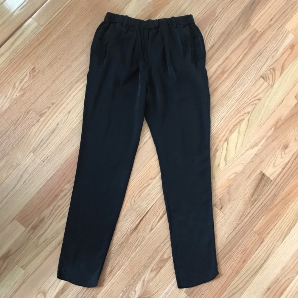Etoile Isabel Marant Cupro Relaxed Tapered Leg Black Easy Pants